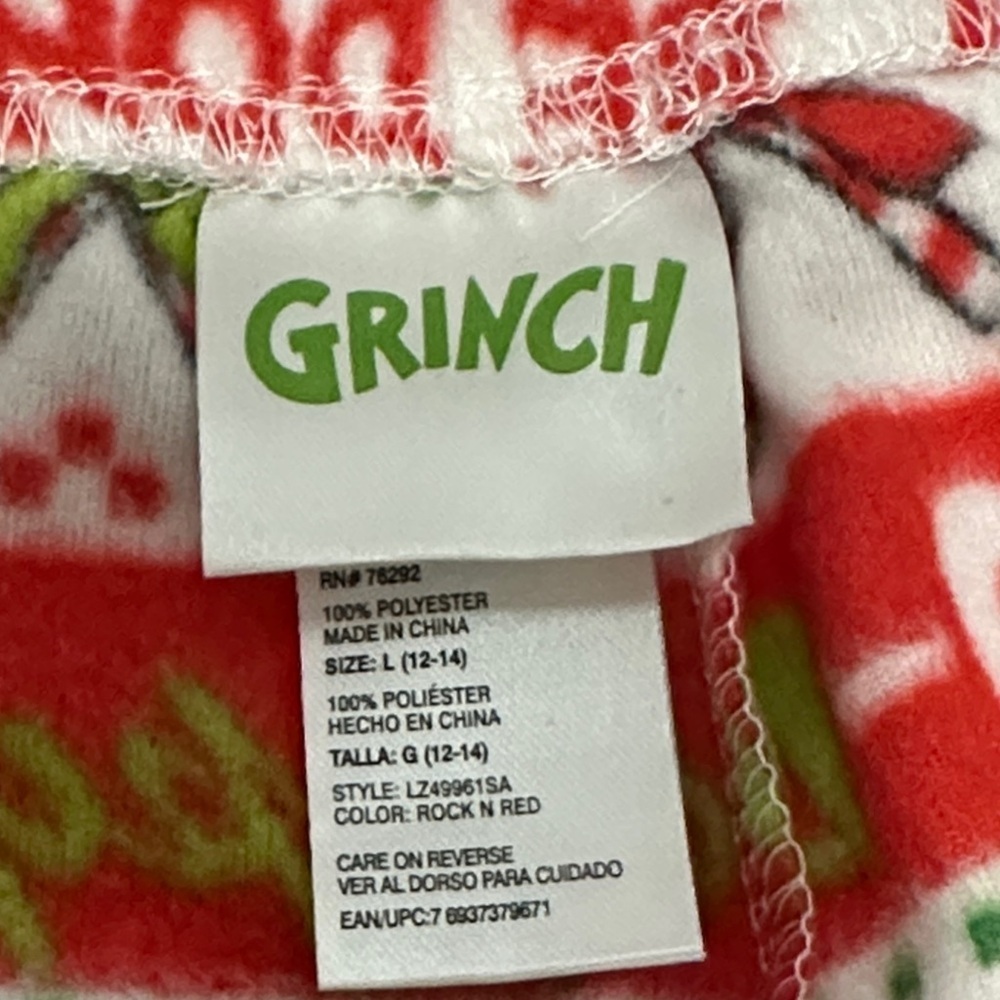 Dr. Seuss Grinch Red and Green Kids Pajama Set large 12/14 - Picture 8 of 8